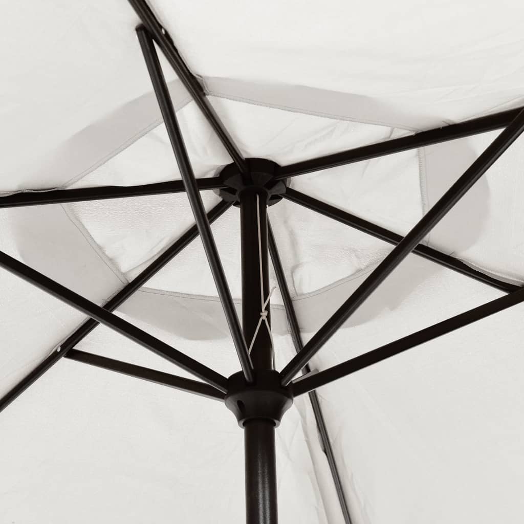 Onderzijde van de parasol - zes metalen ribben voor stevigheid