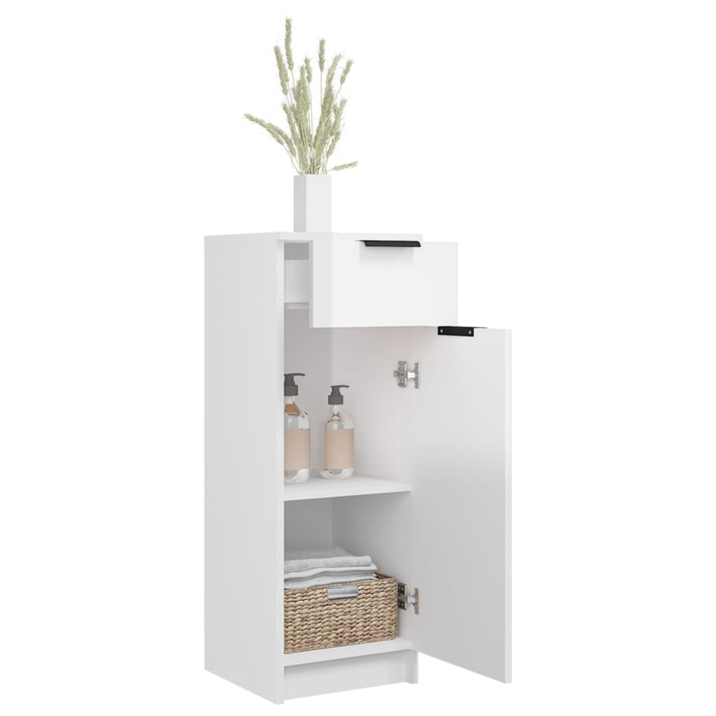 Badkamerkast 32X34X90 Cm Bewerkt Hout Hoogglans Wit