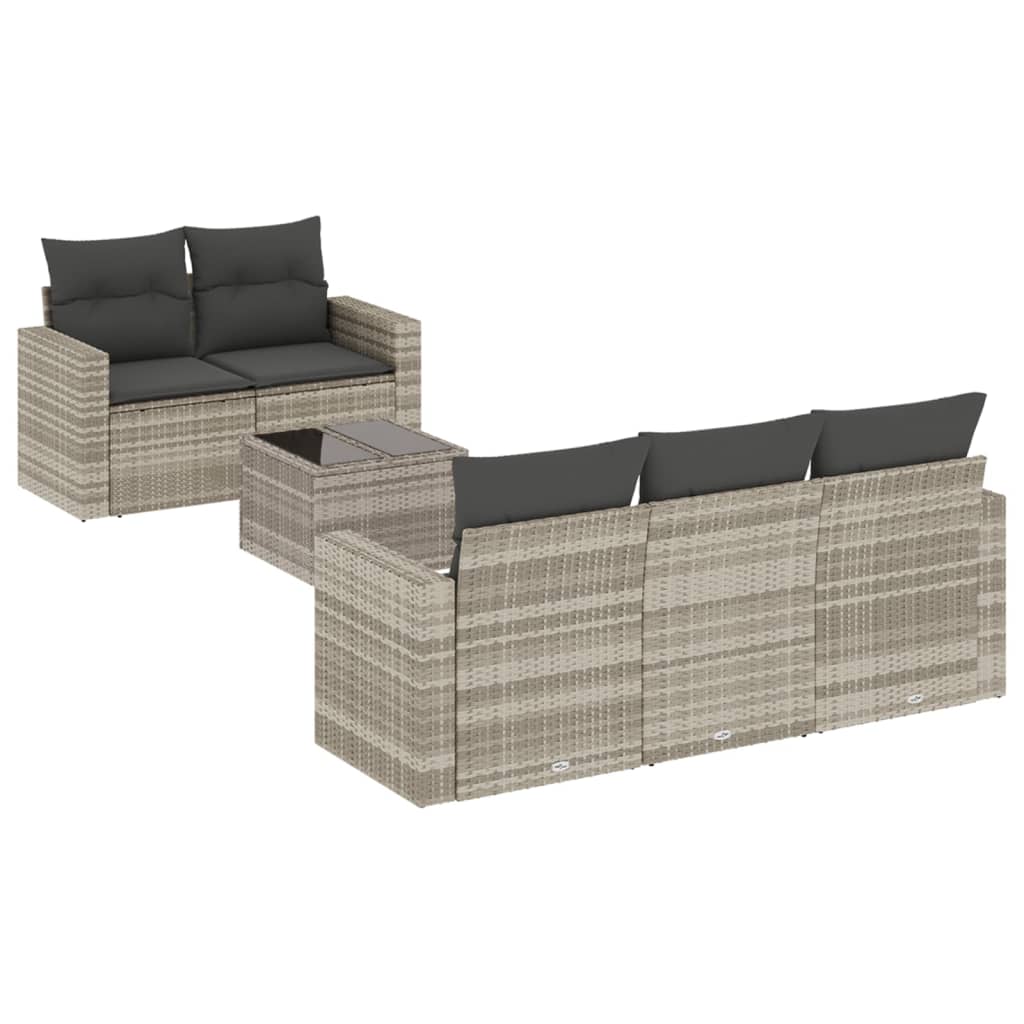 Complete tuinset met donkergrijze kussens en glazen tafel