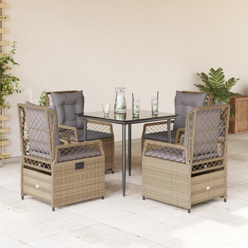 9-Delige Tuinset Met Kussens Poly Rattan